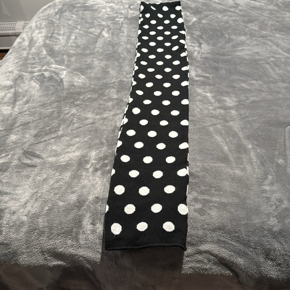 NWOT Black and white scarf 82 inches long polka dots and stripes - Picture 2 of 6